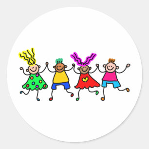 Glückliche Kinder Runder Aufkleber