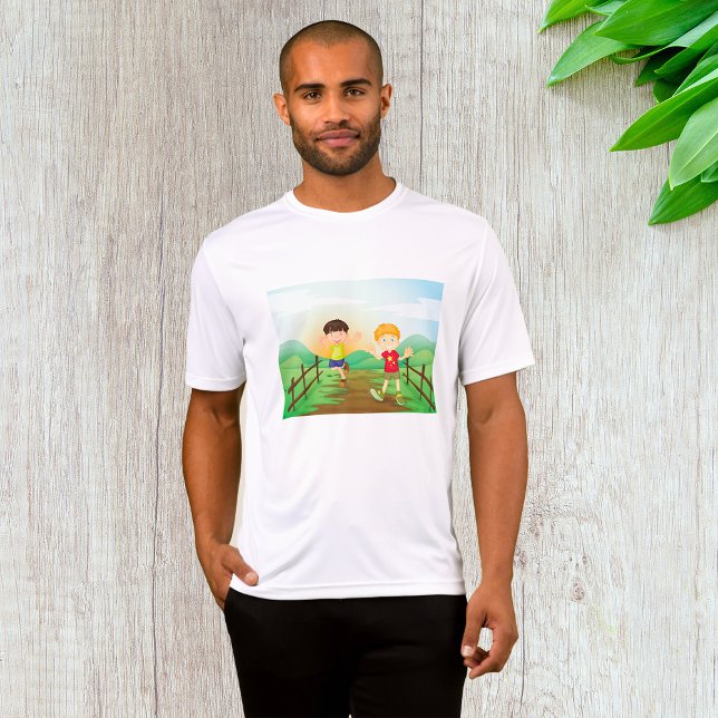 Glückliche Kinder spielen draußen T-Shirt (Von Creator hochgeladen)
