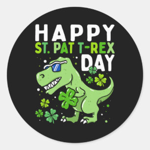 Glückliche Kinder St Pat Trex Tag Dino St Patricks Runder Aufkleber