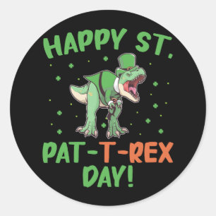 Glückliche Kinder St Pat Trex Tag Dino St Patricks Runder Aufkleber