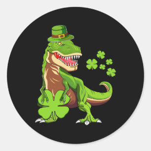 Glückliche Kinder St Pat Trex Tag Dino St Patricks Runder Aufkleber
