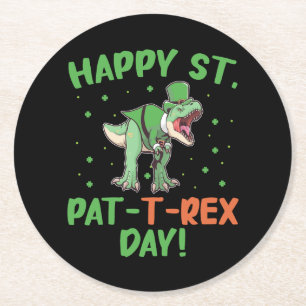 Glückliche Kinder St Pat Trex Tag Dino St Patricks Runder Pappuntersetzer