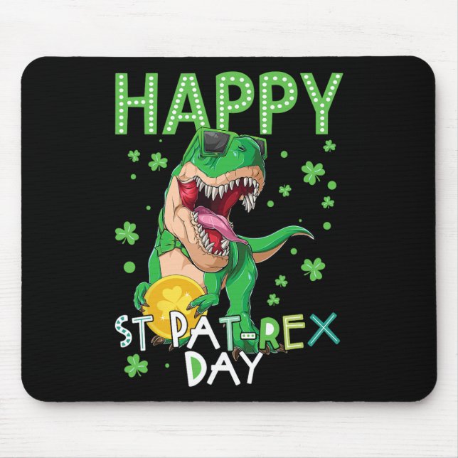 Glückliche Kinder St. Patrick's Day T-Rex Dinosaur Mousepad (Vorne)