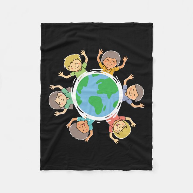 Glückliche Kinder - Umweltschutz Earth Da Fleecedecke (Vorderseite)
