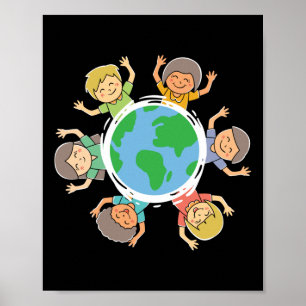 Glückliche Kinder - Umweltschutz Earth Da Poster