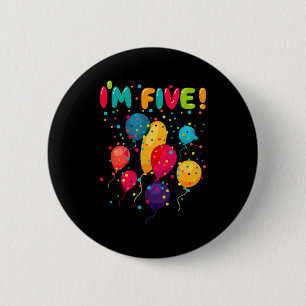 Glückliche Kinder zum 5. Geburtstag Luftballons  Button
