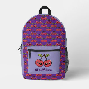 Glückliche Kirschen Personalisiert Lila Bedruckter Rucksack