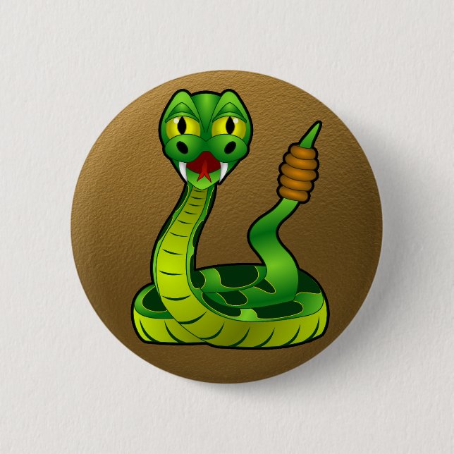 Glückliche Klapperschlange Button (Vorderseite)