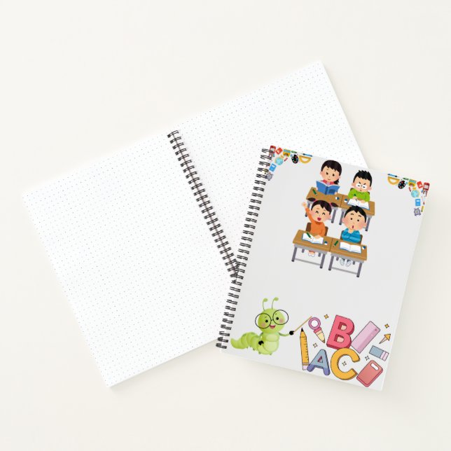Glückliche Klassenzimmerkinder mit Büchernasen-Leh Notizbuch (Innenseite)