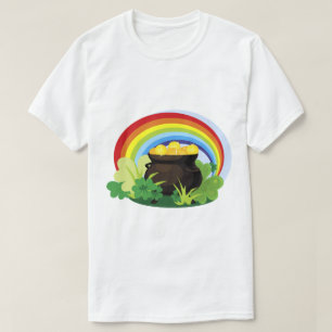 Glückliche Kleeblätter schließen Regenbogenpfropfe T-Shirt