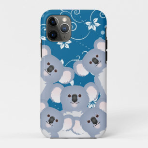Glückliche Koala-Familie mit blauer Blume und Blät Case-Mate iPhone Hülle