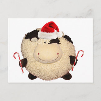 Glückliche Kuh-Weihnachtssankt-Postkarte Feiertagspostkarte