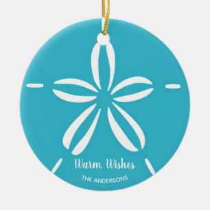 Glückliche Küste   Tropische Strandmuschel Weihnac Keramik Ornament
