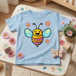 Glückliche lächelnde Kawaii-Babybiene mit süßen Bl Baby T-shirt