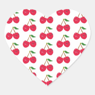 Glückliche lächelnde Kawaii-Kirschfrucht Herz-Aufkleber