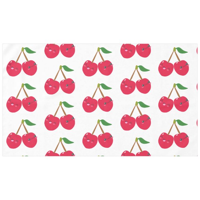 Glückliche lächelnde Kawaii-Kirschfrucht Tischdecke (Vorderseite (Horizontal))
