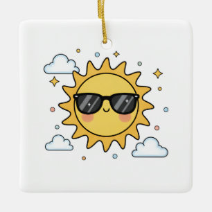 Glückliche lächelnde Sonne Cartoon - Minimalistisc Keramikornament