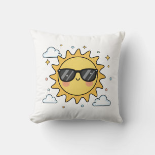 Glückliche lächelnde Sonne Cartoon - Minimalistisc Kissen