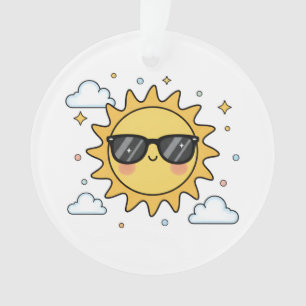 Glückliche lächelnde Sonne Cartoon - Minimalistisc Ornament