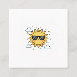 Glückliche lächelnde Sonne Cartoon - Minimalistisc Quadratische Visitenkarte