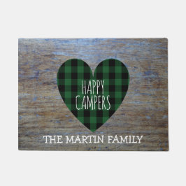 Glückliche Lagerbewohner der rustikaler Fußmatte