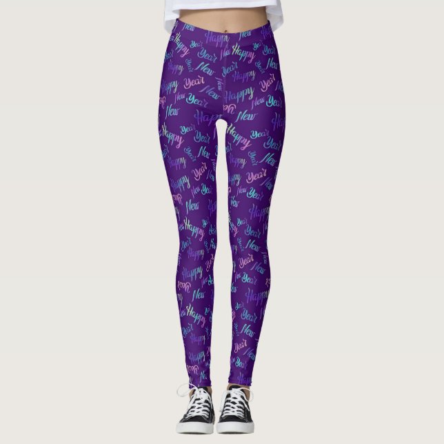 Glückliche Leggings des neuen Jahres (Lila) (Vorderseite)