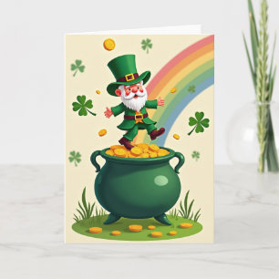 Glückliche Leprechaun Goldmünzenkarte Karte