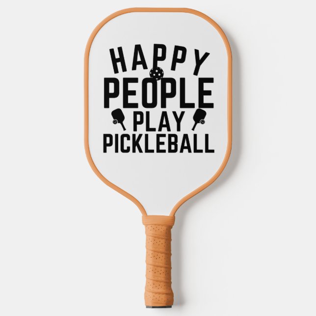 Glückliche Leute spielen Pickleball Schläger (Vorderseite)