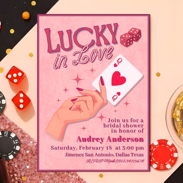 Glückliche Liebe Brautparty  Einladung (Lucky in Love Digital Editable Bridal Shower Invitation)