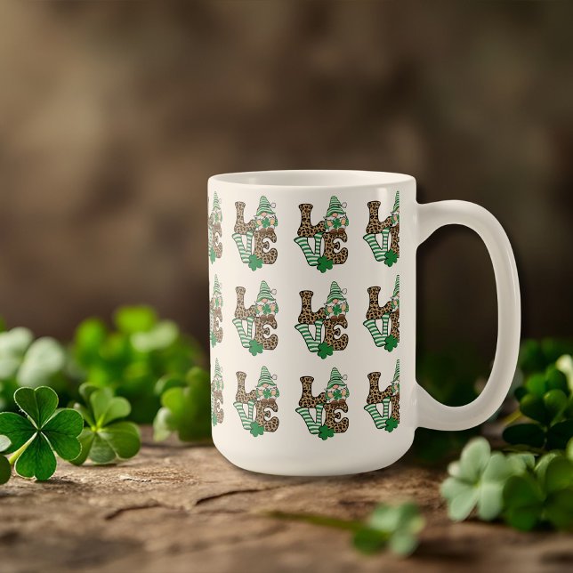 Glückliche Liebe Gnome St. Patrick's Day Kaffeetasse (Lucky Love Gnome St. Patrick's Day Coffee Mug)