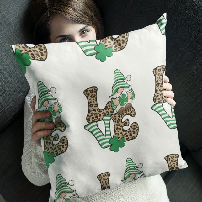 Glückliche Liebe Gnome St. Patrick's Day Kissen (Lucky Love Gnome St. Patrick's Day Throw Pillow)