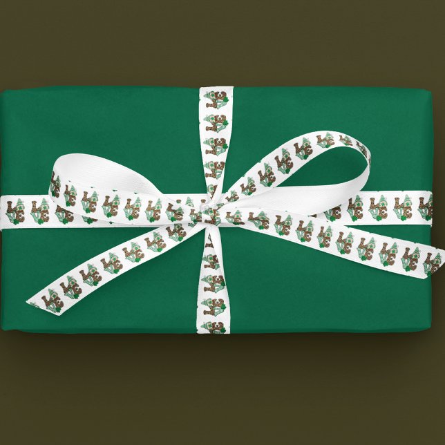 Glückliche Liebe Gnome St. Patrick's Day Satinband (Lucky Love Gnome St. Patrick's Day Satin Ribbon)