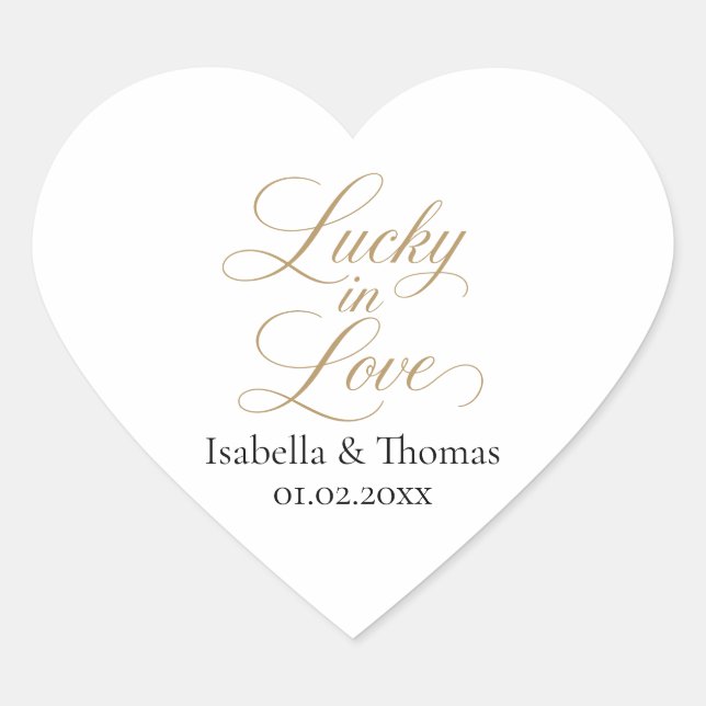 Glückliche Liebe Hochzeits Favor Sticker Herz Sieg (Vorderseite)