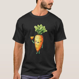 Glückliche Liebe Karotte mit Herz Süß Vegan T-Shirt