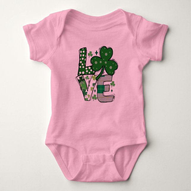 Glückliche LIEBE St. Patrick's Day Baby Bodysuit Baby Strampler (Vorderseite)