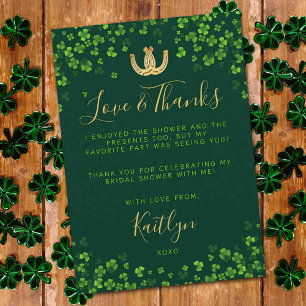 Glückliche Liebe St. Patrick's Day Brautparty Dankeskarte