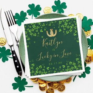 Glückliche Liebe St. Patrick's Day Brautparty Serviette