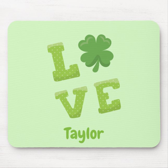 Glückliche Liebe St. Patrick's Day Green Mousepad (Vorne)