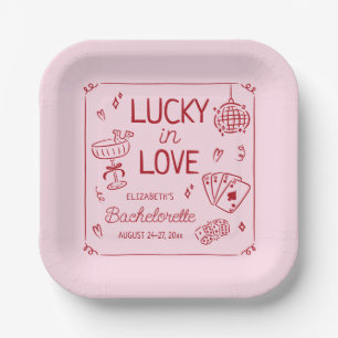 Glückliche Liebe Whimsical Handgezeichnete Jungges Pappteller