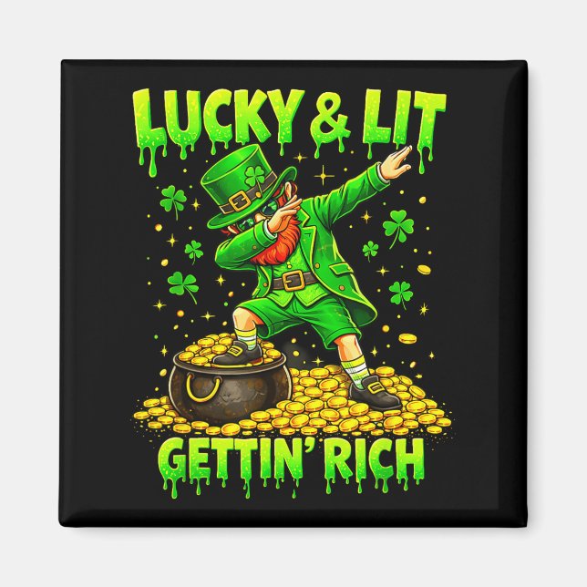 Glückliche Lit-Reiche Irische Illustration Magnet (Vorne)