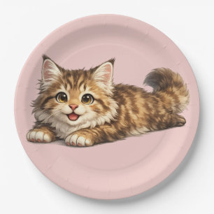 Glückliche Maine Coon Katze Cozy Positive Vibes De Pappteller