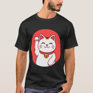 Glückliche Maneki Neko mit japanischem Flaggenhint T-Shirt