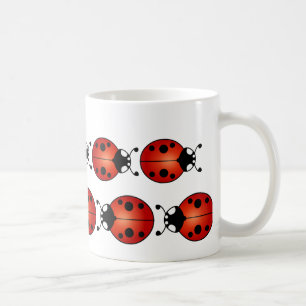 Glückliche Marienkäfer-rotes orange Schwarzes de Tasse