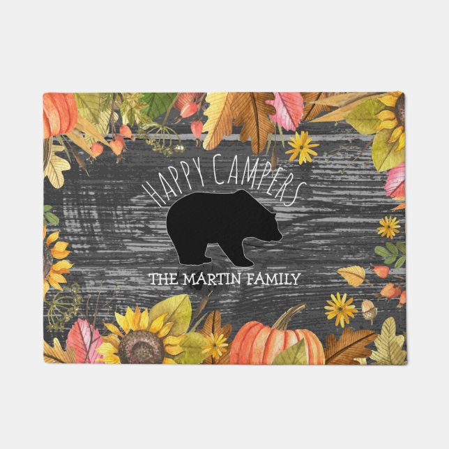 Glückliche Menschen des Herbstsaison-rustikale Fußmatte (Vorderseite)