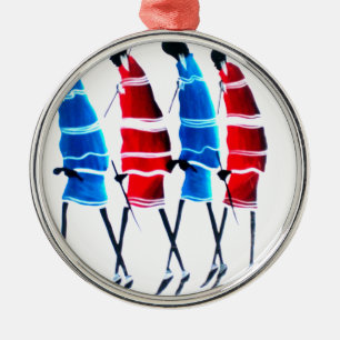 Glückliche Menschen Maasai-Krieger Walking Art Pri Ornament Aus Metall