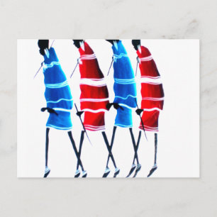 Glückliche Menschen Maasai Krieger Walking Art Pri Postkarte