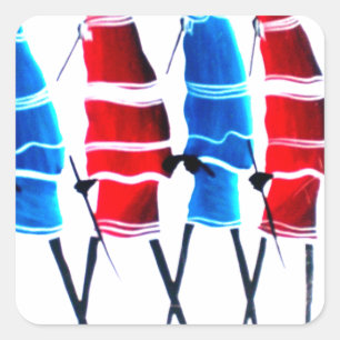 Glückliche Menschen Maasai-Krieger Walking Art Pri Quadratischer Aufkleber