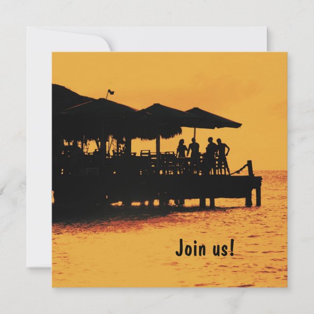 glückliche Menschen mit Sonnenuntergang Einladung (Vorderseite)