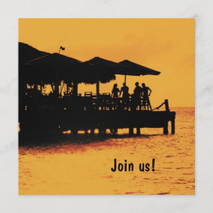 glückliche Menschen mit Sonnenuntergang Einladung