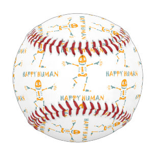 Glückliche menschliche Skelett-Keramikfliese Baseball